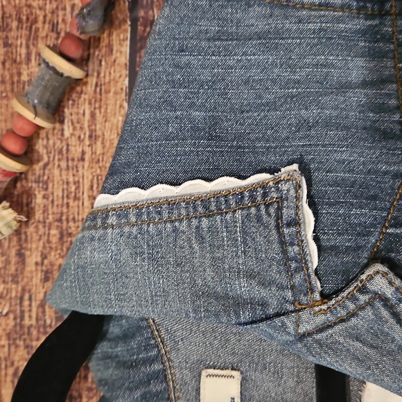 HANDMADE" ☆OKD  "L.e.i." "WINDOW FLOWERS" UpPURPOSED JEAN JACKET! 💙 LG - Picture 3 of 11